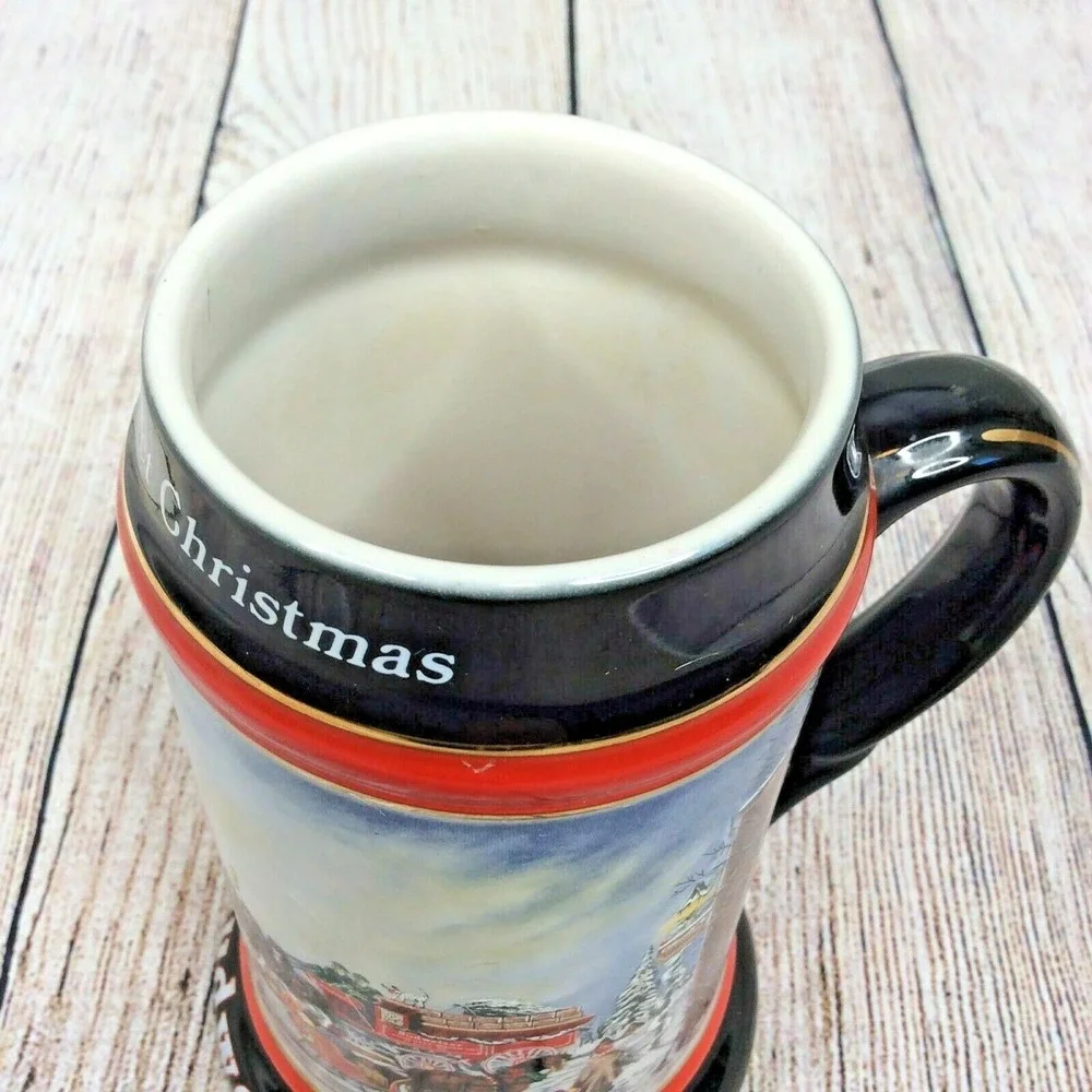 1992 Budweiser Holiday Beer Stein "A Perfect Christmas" Clydesdale Horses #12306 - Picture 7 of 9